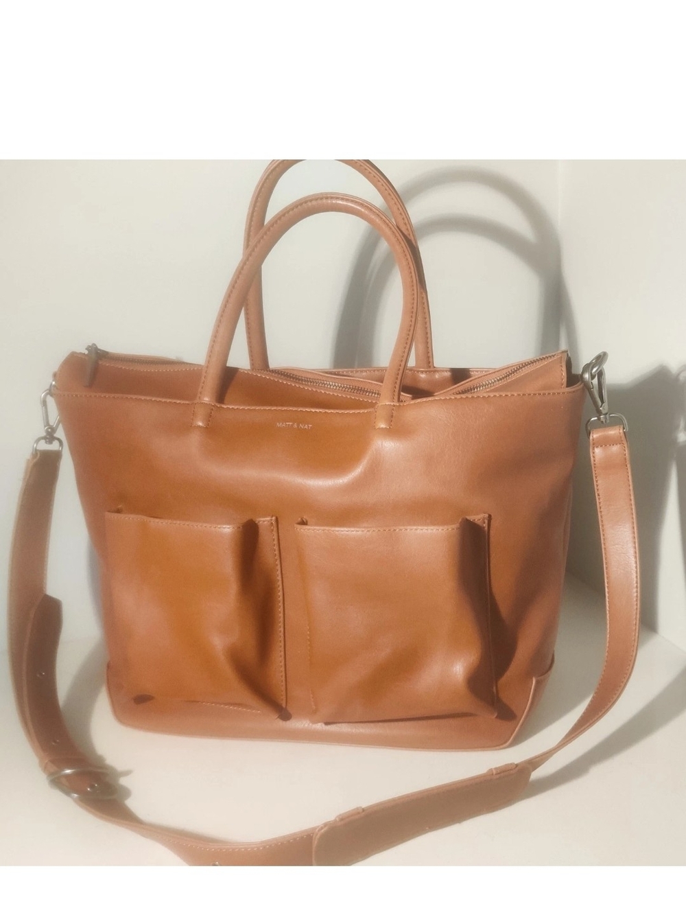 Matt&Nat Leather Tote w/Front Pockets (Diaper bag)